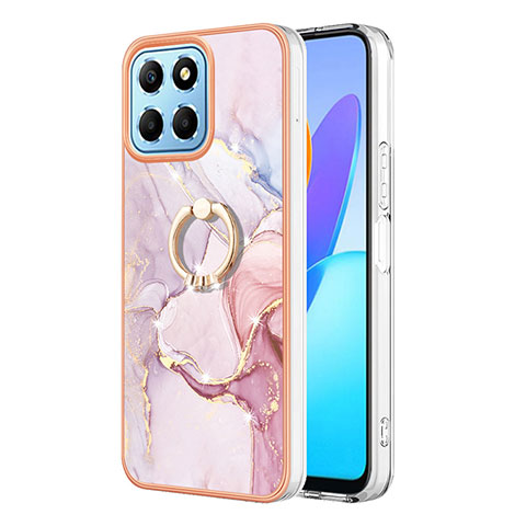 Handyhülle Silikon Hülle Gummi Schutzhülle Flexible Modisch Muster mit Fingerring Ständer Y05B für Huawei Honor X6 5G Rosa