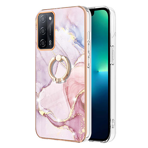 Handyhülle Silikon Hülle Gummi Schutzhülle Flexible Modisch Muster mit Fingerring Ständer Y05B für Oppo A53s 5G Rosa