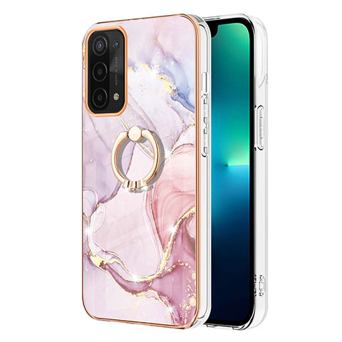 Handyhülle Silikon Hülle Gummi Schutzhülle Flexible Modisch Muster mit Fingerring Ständer Y05B für Oppo A54 5G Rosa