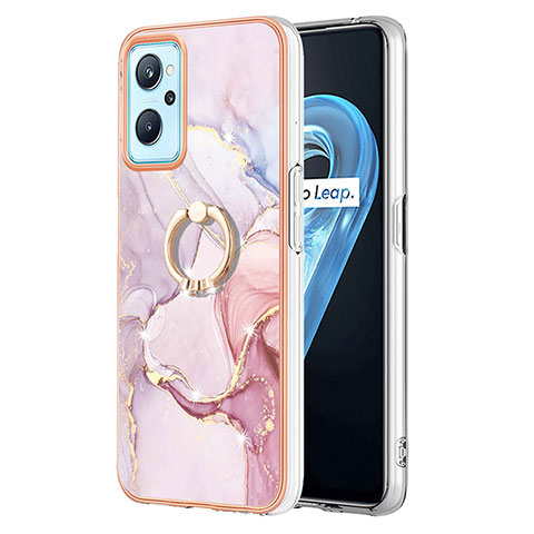 Handyhülle Silikon Hülle Gummi Schutzhülle Flexible Modisch Muster mit Fingerring Ständer Y05B für Oppo K10 4G Rosa