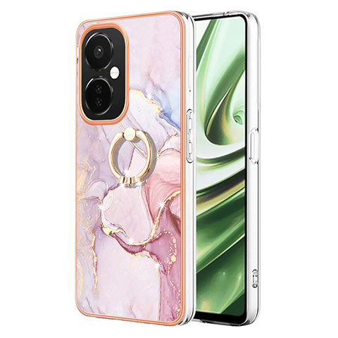 Handyhülle Silikon Hülle Gummi Schutzhülle Flexible Modisch Muster mit Fingerring Ständer Y05B für Oppo K11x 5G Rosa