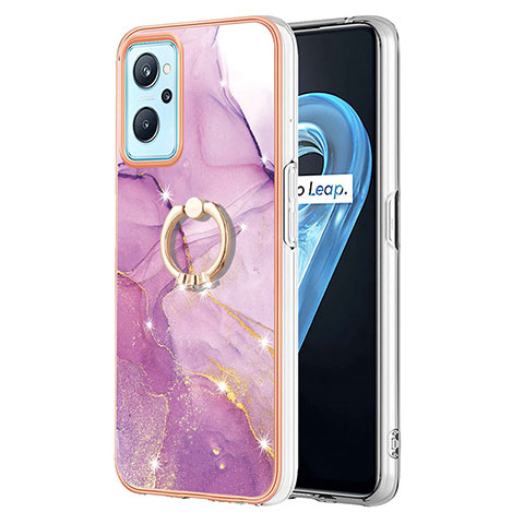 Handyhülle Silikon Hülle Gummi Schutzhülle Flexible Modisch Muster mit Fingerring Ständer Y05B für Realme 9i 4G Helles Lila