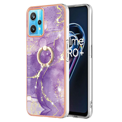 Handyhülle Silikon Hülle Gummi Schutzhülle Flexible Modisch Muster mit Fingerring Ständer Y05B für Realme Narzo 50 Pro 5G Violett