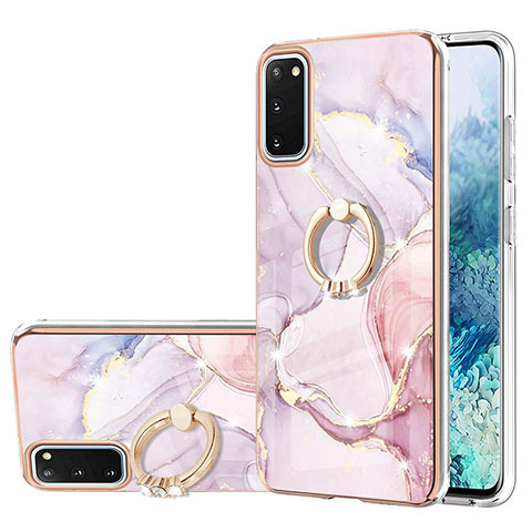 Handyhülle Silikon Hülle Gummi Schutzhülle Flexible Modisch Muster mit Fingerring Ständer Y05B für Samsung Galaxy S20 Rosa