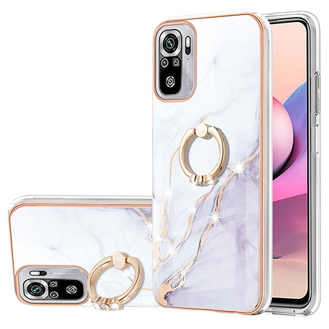 Handyhülle Silikon Hülle Gummi Schutzhülle Flexible Modisch Muster mit Fingerring Ständer Y05B für Xiaomi Poco M5S Weiß