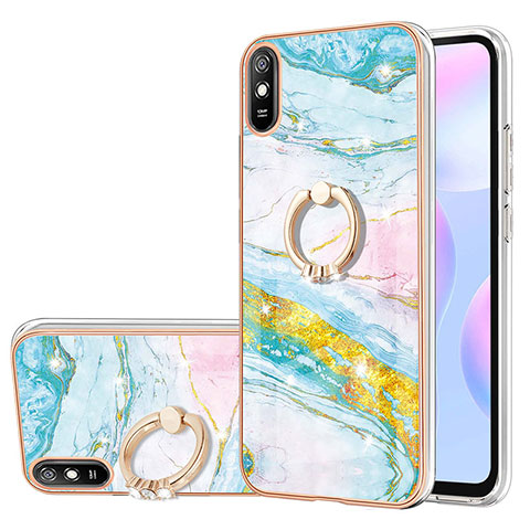 Handyhülle Silikon Hülle Gummi Schutzhülle Flexible Modisch Muster mit Fingerring Ständer Y05B für Xiaomi Redmi 9AT Bunt