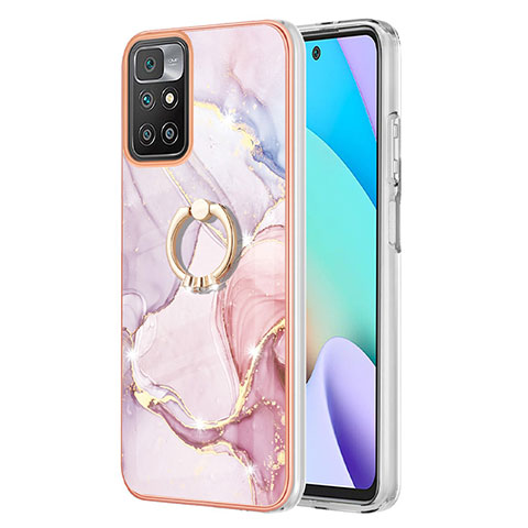 Handyhülle Silikon Hülle Gummi Schutzhülle Flexible Modisch Muster mit Fingerring Ständer Y05B für Xiaomi Redmi Note 11 4G (2021) Rosa