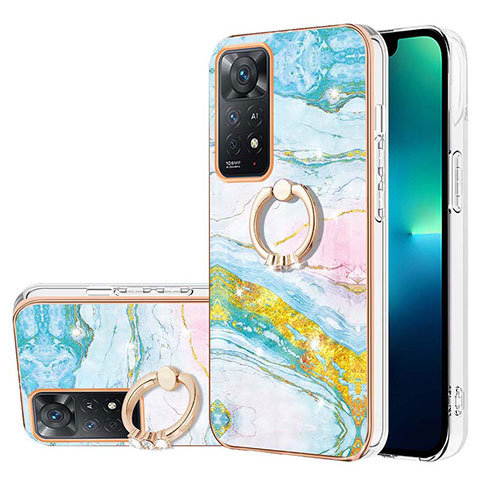 Handyhülle Silikon Hülle Gummi Schutzhülle Flexible Modisch Muster mit Fingerring Ständer Y05B für Xiaomi Redmi Note 11 Pro 5G Bunt