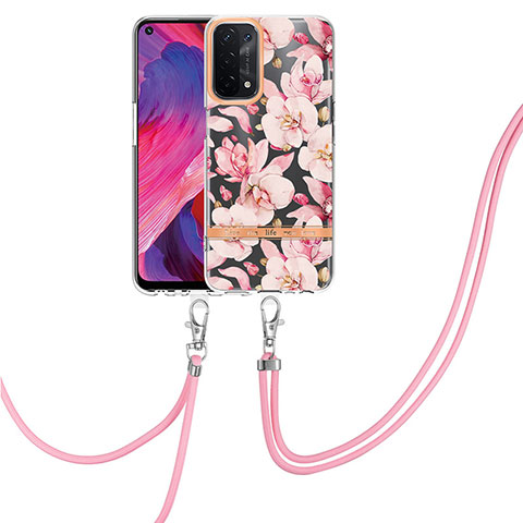 Handyhülle Silikon Hülle Gummi Schutzhülle Flexible Modisch Muster mit Fingerring Ständer Y06B für Oppo A54 5G Rosa