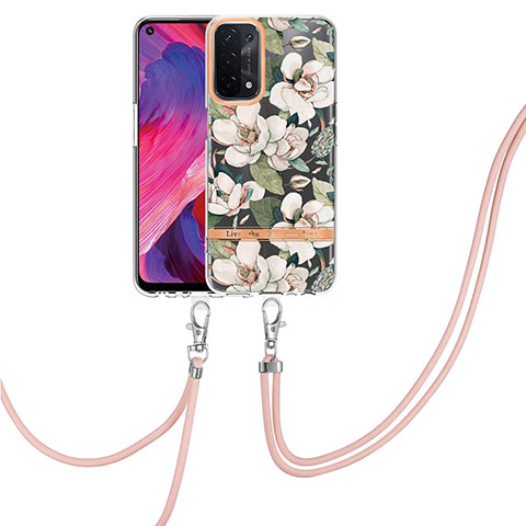 Handyhülle Silikon Hülle Gummi Schutzhülle Flexible Modisch Muster mit Fingerring Ständer Y06B für Oppo A54 5G Weiß