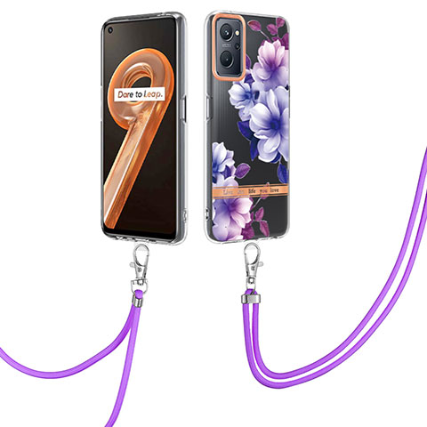 Handyhülle Silikon Hülle Gummi Schutzhülle Flexible Modisch Muster mit Fingerring Ständer Y06B für Oppo K10 4G Violett