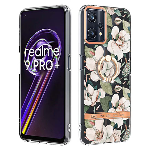 Handyhülle Silikon Hülle Gummi Schutzhülle Flexible Modisch Muster mit Fingerring Ständer Y06B für Realme Narzo 50 Pro 5G Weiß