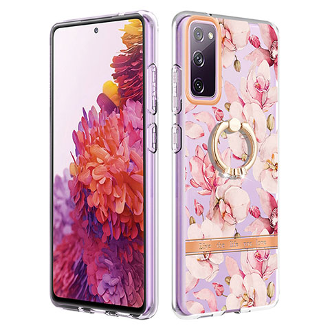 Handyhülle Silikon Hülle Gummi Schutzhülle Flexible Modisch Muster mit Fingerring Ständer Y06B für Samsung Galaxy S20 Lite 5G Rosa