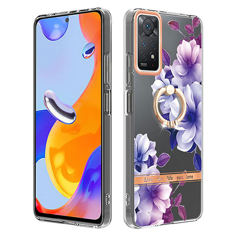 Handyhülle Silikon Hülle Gummi Schutzhülle Flexible Modisch Muster mit Fingerring Ständer Y06B für Xiaomi Redmi Note 12 Pro 4G Violett