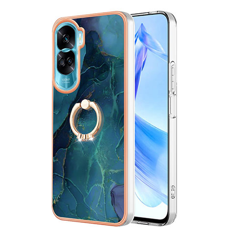 Handyhülle Silikon Hülle Gummi Schutzhülle Flexible Modisch Muster mit Fingerring Ständer YB1 für Huawei Honor 90 Lite 5G Grün