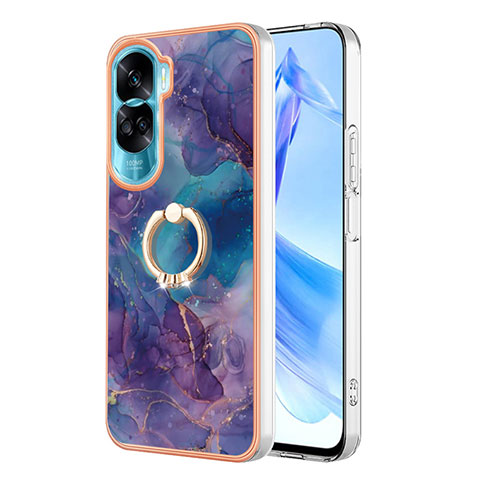 Handyhülle Silikon Hülle Gummi Schutzhülle Flexible Modisch Muster mit Fingerring Ständer YB1 für Huawei Honor 90 Lite 5G Violett