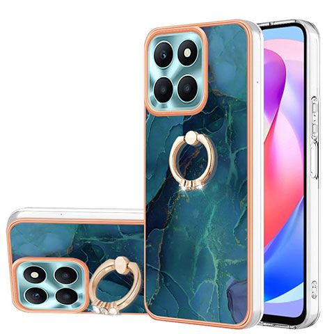 Handyhülle Silikon Hülle Gummi Schutzhülle Flexible Modisch Muster mit Fingerring Ständer YB1 für Huawei Honor X6a Grün