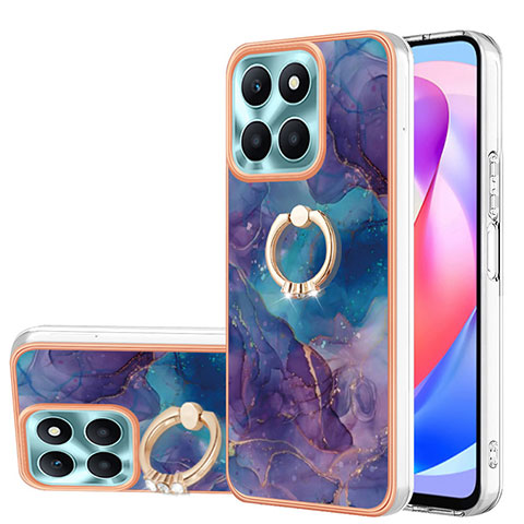 Handyhülle Silikon Hülle Gummi Schutzhülle Flexible Modisch Muster mit Fingerring Ständer YB1 für Huawei Honor X6a Violett