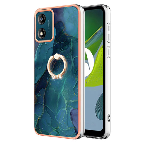 Handyhülle Silikon Hülle Gummi Schutzhülle Flexible Modisch Muster mit Fingerring Ständer YB1 für Motorola Moto E13 Grün