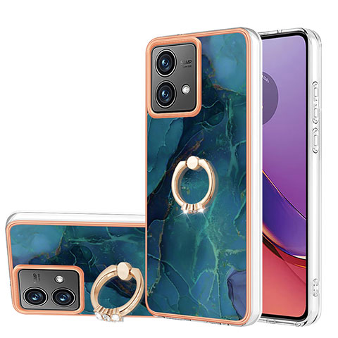 Handyhülle Silikon Hülle Gummi Schutzhülle Flexible Modisch Muster mit Fingerring Ständer YB1 für Motorola Moto G84 5G Grün