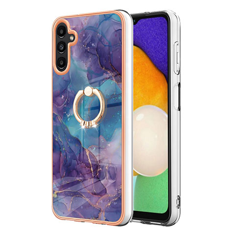 Handyhülle Silikon Hülle Gummi Schutzhülle Flexible Modisch Muster mit Fingerring Ständer YB1 für Samsung Galaxy A34 5G Violett