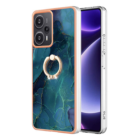 Handyhülle Silikon Hülle Gummi Schutzhülle Flexible Modisch Muster mit Fingerring Ständer YB1 für Xiaomi Redmi Note 12 Turbo 5G Grün