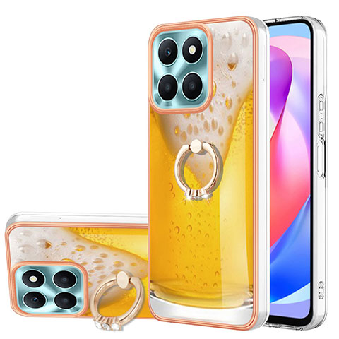 Handyhülle Silikon Hülle Gummi Schutzhülle Flexible Modisch Muster mit Fingerring Ständer YB2 für Huawei Honor X6a Gelb