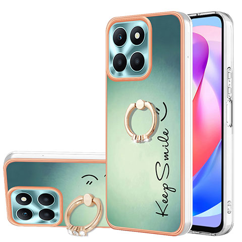 Handyhülle Silikon Hülle Gummi Schutzhülle Flexible Modisch Muster mit Fingerring Ständer YB2 für Huawei Honor X6a Grün