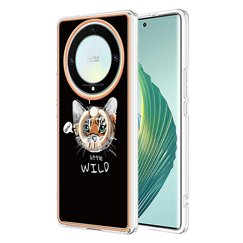 Handyhülle Silikon Hülle Gummi Schutzhülle Flexible Modisch Muster mit Fingerring Ständer YB2 für Huawei Honor X9a 5G Plusfarbig