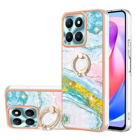 Handyhülle Silikon Hülle Gummi Schutzhülle Flexible Modisch Muster mit Fingerring Ständer YB5 für Huawei Honor X6a Bunt