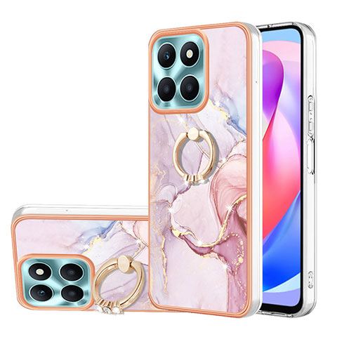 Handyhülle Silikon Hülle Gummi Schutzhülle Flexible Modisch Muster mit Fingerring Ständer YB5 für Huawei Honor X6a Rosa