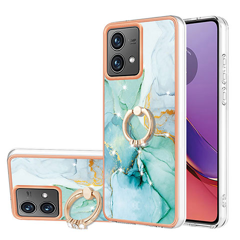 Handyhülle Silikon Hülle Gummi Schutzhülle Flexible Modisch Muster mit Fingerring Ständer YB5 für Motorola Moto G84 5G Grün