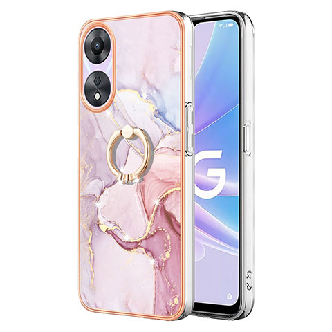 Handyhülle Silikon Hülle Gummi Schutzhülle Flexible Modisch Muster mit Fingerring Ständer YB5 für Oppo A58 5G Helles Lila