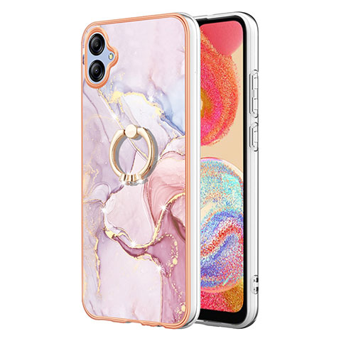 Handyhülle Silikon Hülle Gummi Schutzhülle Flexible Modisch Muster mit Fingerring Ständer YB5 für Samsung Galaxy F04 Rosa