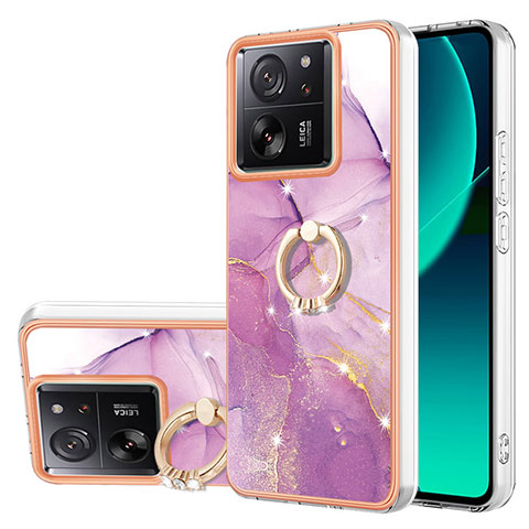 Handyhülle Silikon Hülle Gummi Schutzhülle Flexible Modisch Muster mit Fingerring Ständer YB5 für Xiaomi Redmi K60 Ultra 5G Helles Lila