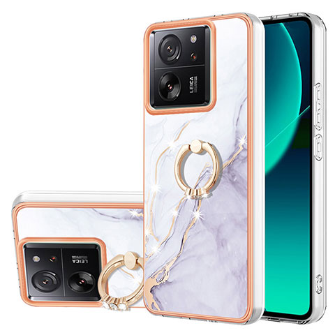 Handyhülle Silikon Hülle Gummi Schutzhülle Flexible Modisch Muster mit Fingerring Ständer YB5 für Xiaomi Redmi K60 Ultra 5G Weiß