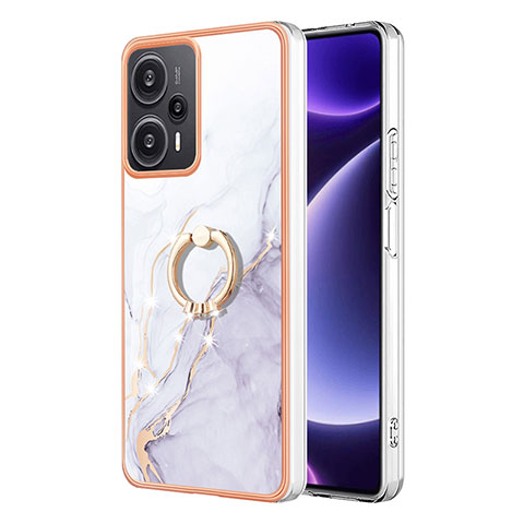 Handyhülle Silikon Hülle Gummi Schutzhülle Flexible Modisch Muster mit Fingerring Ständer YB5 für Xiaomi Redmi Note 12 Turbo 5G Weiß