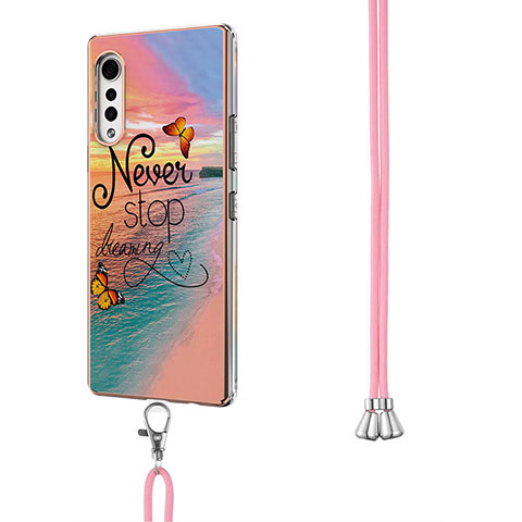 Handyhülle Silikon Hülle Gummi Schutzhülle Flexible Modisch Muster mit Schlüsselband Lanyard Y01B für LG Velvet 4G Plusfarbig