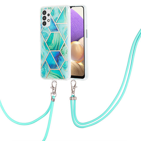 Handyhülle Silikon Hülle Gummi Schutzhülle Flexible Modisch Muster mit Schlüsselband Lanyard Y01B für Samsung Galaxy A23 4G Grün