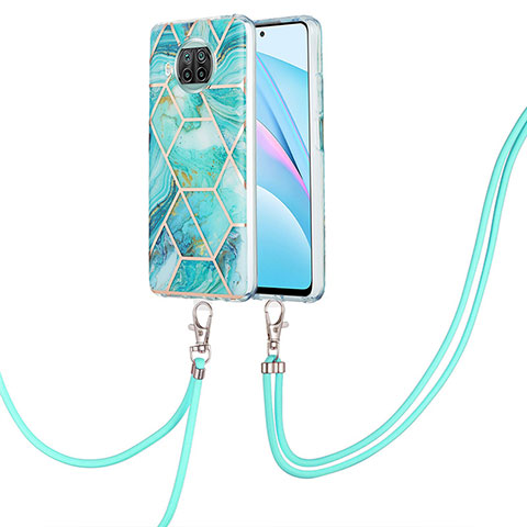 Handyhülle Silikon Hülle Gummi Schutzhülle Flexible Modisch Muster mit Schlüsselband Lanyard Y01B für Xiaomi Mi 10i 5G Minzgrün