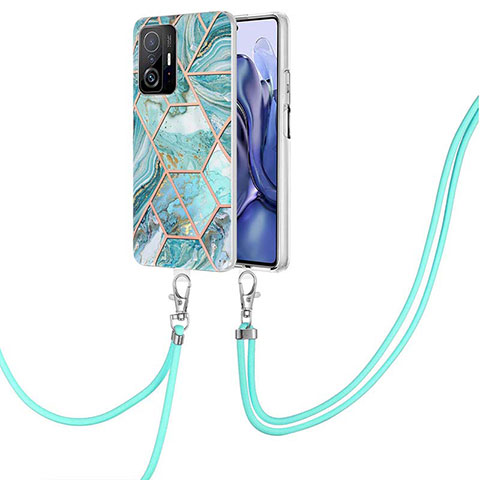 Handyhülle Silikon Hülle Gummi Schutzhülle Flexible Modisch Muster mit Schlüsselband Lanyard Y01B für Xiaomi Mi 11T Pro 5G Minzgrün