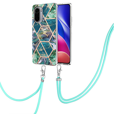 Handyhülle Silikon Hülle Gummi Schutzhülle Flexible Modisch Muster mit Schlüsselband Lanyard Y01B für Xiaomi Mi 11X 5G Nachtgrün