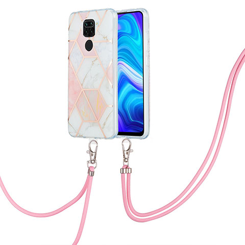 Handyhülle Silikon Hülle Gummi Schutzhülle Flexible Modisch Muster mit Schlüsselband Lanyard Y01B für Xiaomi Redmi 10X 4G Rosa