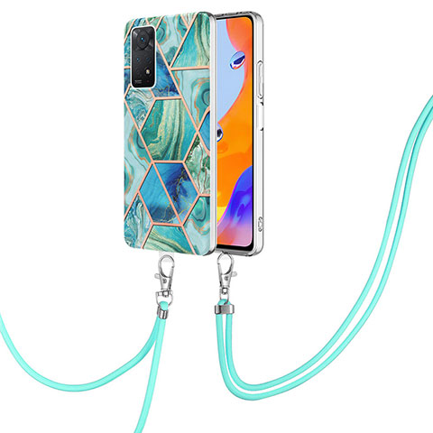 Handyhülle Silikon Hülle Gummi Schutzhülle Flexible Modisch Muster mit Schlüsselband Lanyard Y01B für Xiaomi Redmi Note 11 Pro 5G Grün