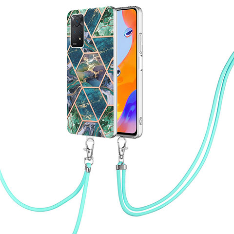 Handyhülle Silikon Hülle Gummi Schutzhülle Flexible Modisch Muster mit Schlüsselband Lanyard Y01B für Xiaomi Redmi Note 11 Pro 5G Nachtgrün