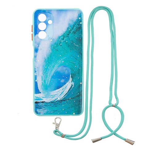 Handyhülle Silikon Hülle Gummi Schutzhülle Flexible Modisch Muster mit Schlüsselband Lanyard Y01X für Samsung Galaxy A04s Grün