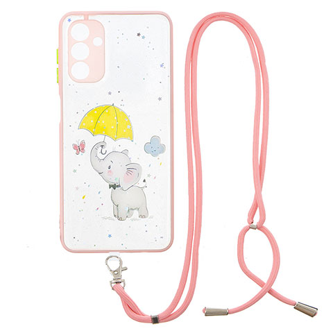 Handyhülle Silikon Hülle Gummi Schutzhülle Flexible Modisch Muster mit Schlüsselband Lanyard Y01X für Samsung Galaxy A13 5G Gelb