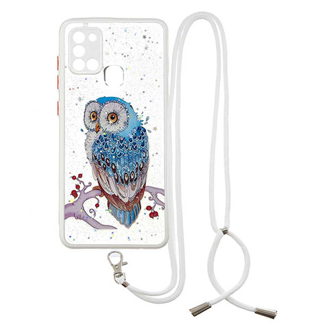 Handyhülle Silikon Hülle Gummi Schutzhülle Flexible Modisch Muster mit Schlüsselband Lanyard Y01X für Samsung Galaxy A21s Plusfarbig