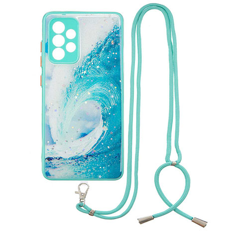 Handyhülle Silikon Hülle Gummi Schutzhülle Flexible Modisch Muster mit Schlüsselband Lanyard Y01X für Samsung Galaxy A33 5G Grün