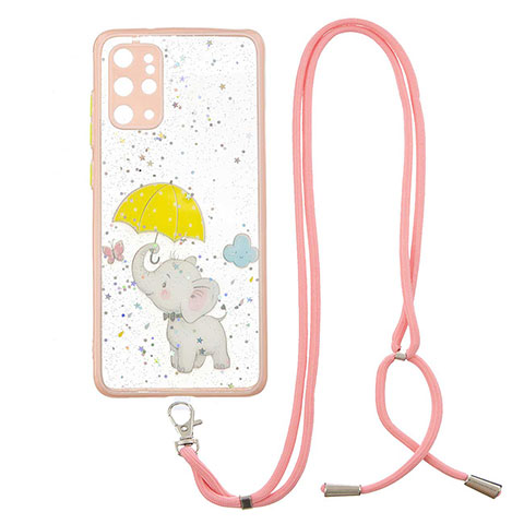 Handyhülle Silikon Hülle Gummi Schutzhülle Flexible Modisch Muster mit Schlüsselband Lanyard Y01X für Samsung Galaxy S20 Plus 5G Gelb